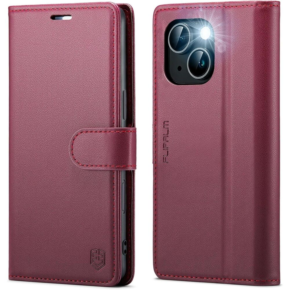 FLIPALM iPhone 15 Plus Wallet Case - 6.7" RFID Blocking, Kickstand Shockproof